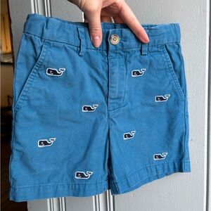 3T Vineyard Vines Flat Front Toddler Boys Blue Whale Embroidered Shorts